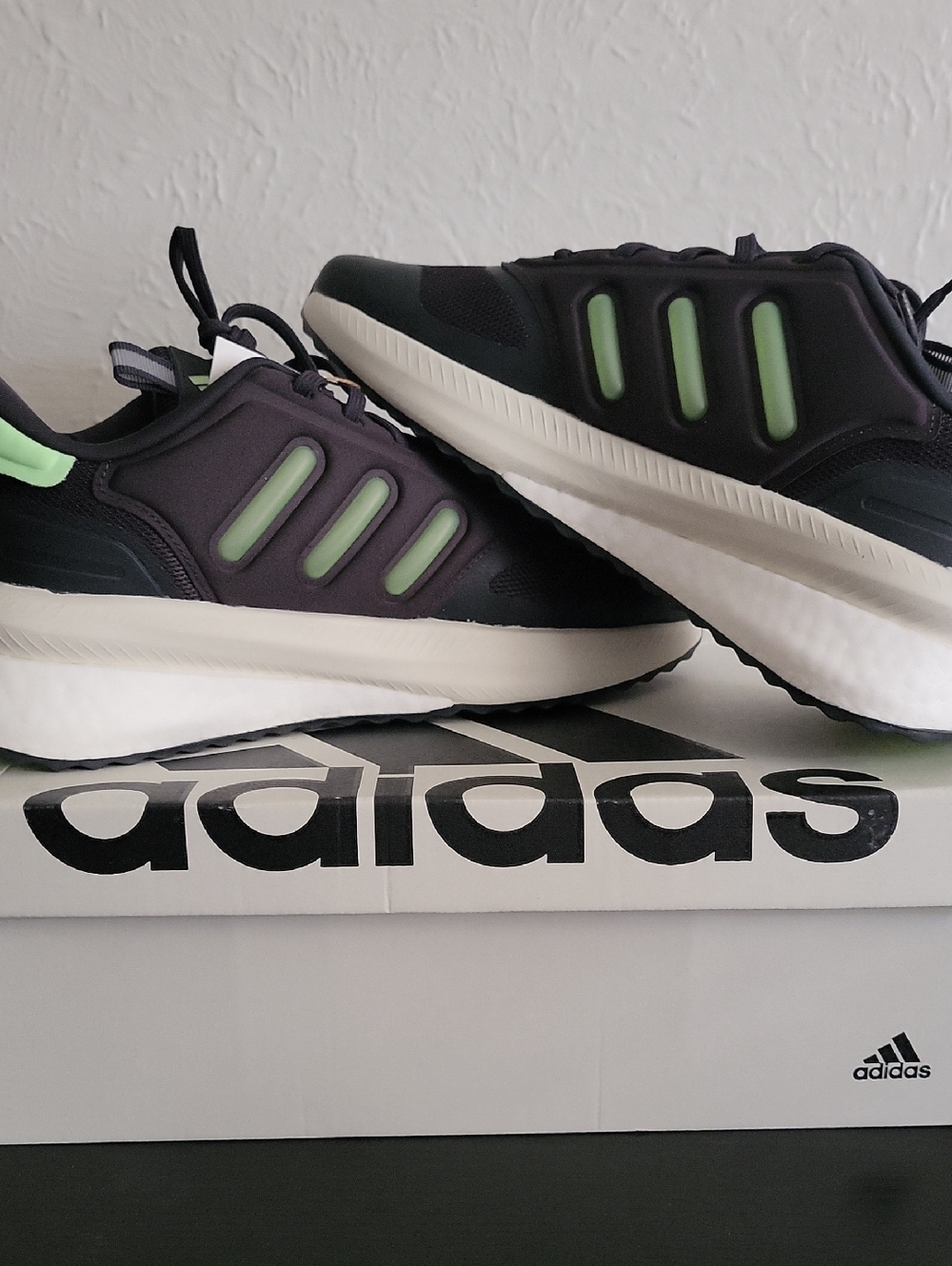 adidas Black Trainers with Green Accents